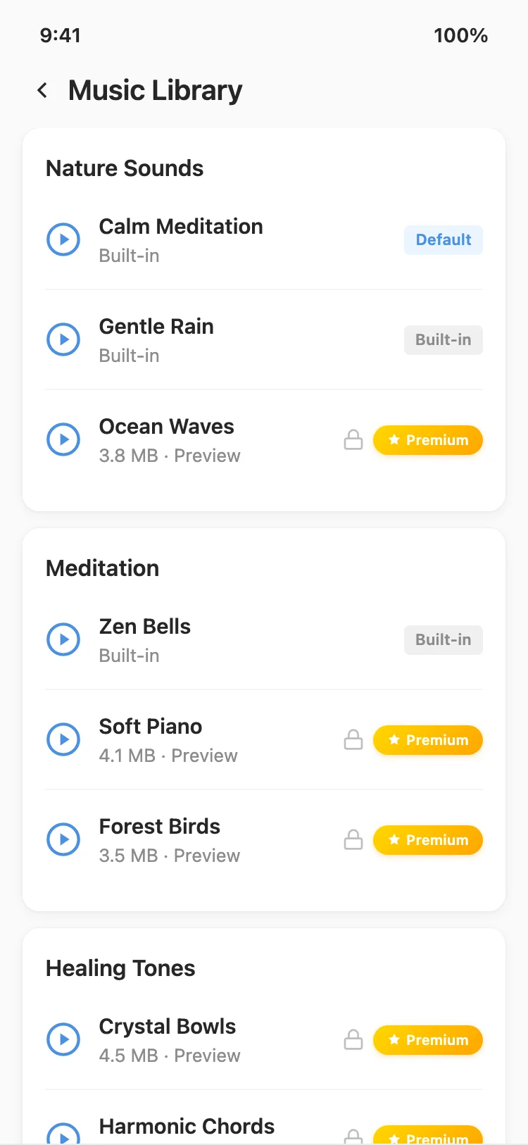 Preset music library